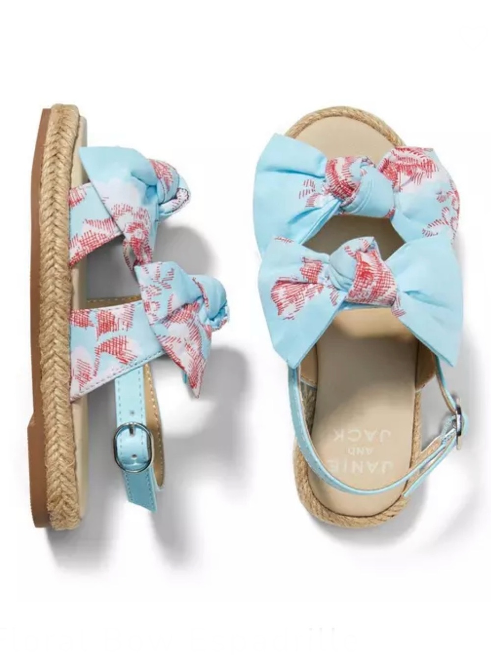 Janie and Jack Floral Bow Espadrille Summer Sky Rose Print